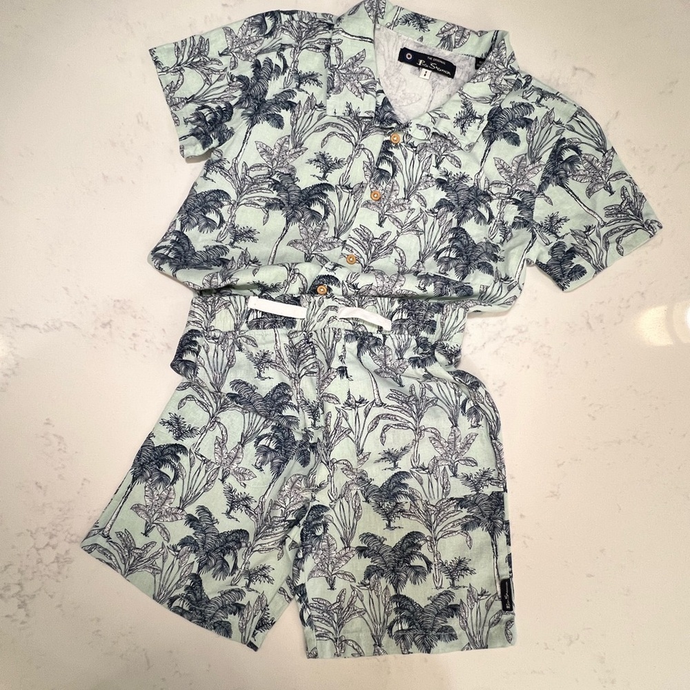 Ben Sherman Kids Tropical Print Set - Green and Black